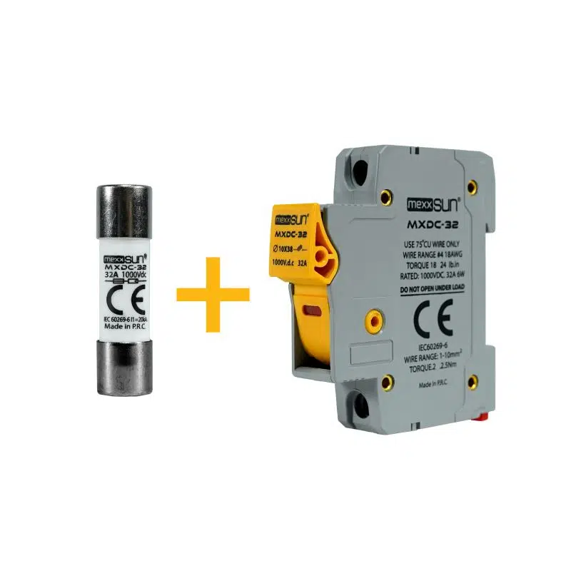 Mexxsun 32 Ah 1000 V DC Sigorta + Sigorta Yuvası 1 Kutu 12 Adet